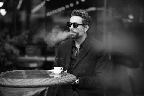 Man Drinking Espresso
